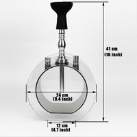 Ensemble unique de narguilé en acier inoxydable et verre de luxe de style arabe d'approvisionnement d'usine avec pot rond en acrylique de 35cm et finition givrée