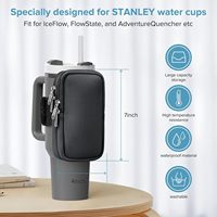 Sac de transport pour bouteille d'eau de sport à double couche pour gobelet Stanley de 40 oz avec poche pour téléphone, poche zippée, sangle réglable