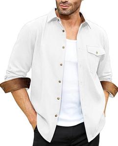 Nuova Collezione Autunno/Inverno: Camicie Casual da Uomo per <span class=keywords><strong>Giovani</strong></span>, Disponibili in Stock, per Uso Quotidiano e <span class=keywords><strong>Vacanze</strong></span>, Tinta Unita - Product Image 4
