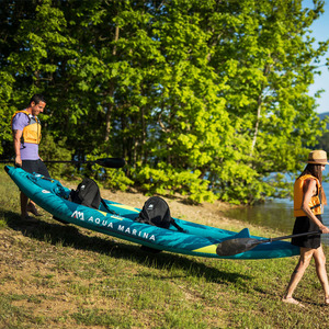 Kayak gonflable AQUA MARINA ST-412 pour 2 personnes en PVC, avec chambres d'air latérales séparées, technologie Drop Stitch, 2 ailerons, sièges et repose-pieds, idéal pour les lacs ST - Product Image 1