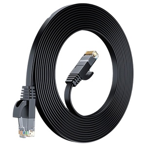 Câble Ethernet plat blindé personnalisé en cuivre Cat6 blanc, noir, bleu, UTP RJ45, cordon de raccordement réseau 5m, prix usine, pour ordinateurs - Product Image 2
