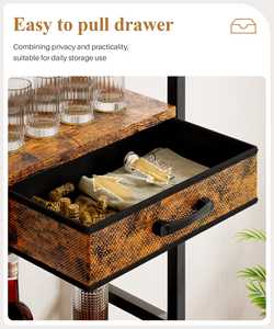 Meuble à vin sur pied pour 16 bouteilles avec porte-verres à vin et tiroirs pour bar à domicile, salon - Product Image 4