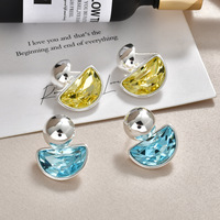 Nouvelles boucles d'oreilles pendantes en cristal naturel œil de chat, verre antique plaqué or 18 carats, tendance coréenne pour femmes