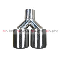 Embout d'échappement en fibre de carbone mat bouclé à double sortie personnalisé avec embouts de silencieux à bouche en corne Chrome SUS304 Embouts de tuyau d'échappement