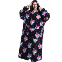 Couverture longue à capuche en velours imprimé Shu, moderne et confortable, 100 % polyester, motif dessin animé, à porter, idéale pour l'hiver, vente en gros