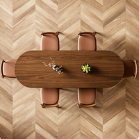 Table à manger ovale en bois massif de style moderne du milieu du siècle, multifonctionnelle, grande table de travail design pour la maison, bureau d'écriture