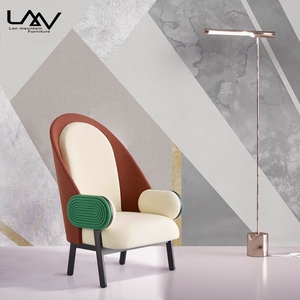 Modern Macron <strong>Color</strong> Matching Leisure Accent Chairs Fabric Upholstered Lounge Armchair Use for Living Room Hotel <strong>Fauteuil</strong> - Product Image 3