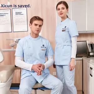 Conjunto <span class=keywords><strong>de</strong></span> exfoliación <span class=keywords><strong>de</strong></span> enfermera <span class=keywords><strong>de</strong></span> dos piezas para mujer, ropa <span class=keywords><strong>de</strong></span> trabajo <span class=keywords><strong>de</strong></span> verano <span class=keywords><strong>de</strong></span> manga larga para <span class=keywords><strong>medicina</strong></span> Dental Oral, uniforme Dental fino - Product Image 3