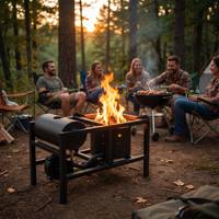 Poêle à bois portable d'extérieur pour camping et barbecue, foyer pliable robuste, réchaud fusée en acier inoxydable de haute qualité 2.