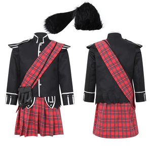 Scozzese tradizionale scozzese Cosplay scozzese abito in Kilt scozzese rosso scozzese Costume britannico di Halloween costumi per uomini adulti bambini - Product Image 6