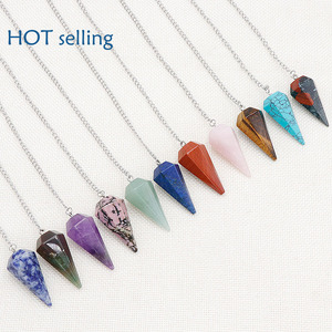 Collar con Colgante de Piedra de Ágata Natural en Forma de Cono Hexagonal, Cristal Morado Rosa Espiritual, Multicolor, Accesorios - Product Image 2