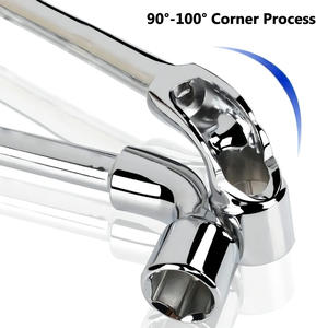 Clé à écrous de roue métrique biseautée 8-19 mm, clé à <span class=keywords><strong>douille</strong></span> hexagonale à double tête en L, à extrémité ouverte - Product Image 1