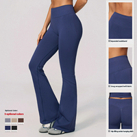 Celana Olahraga Kustom OEM ODM dengan Kaki Melebar, Bahan Stretch Empat Arah, Model Butt Scrunch, Celana Atletik Panjang, Celana Yoga Fitness Wanita