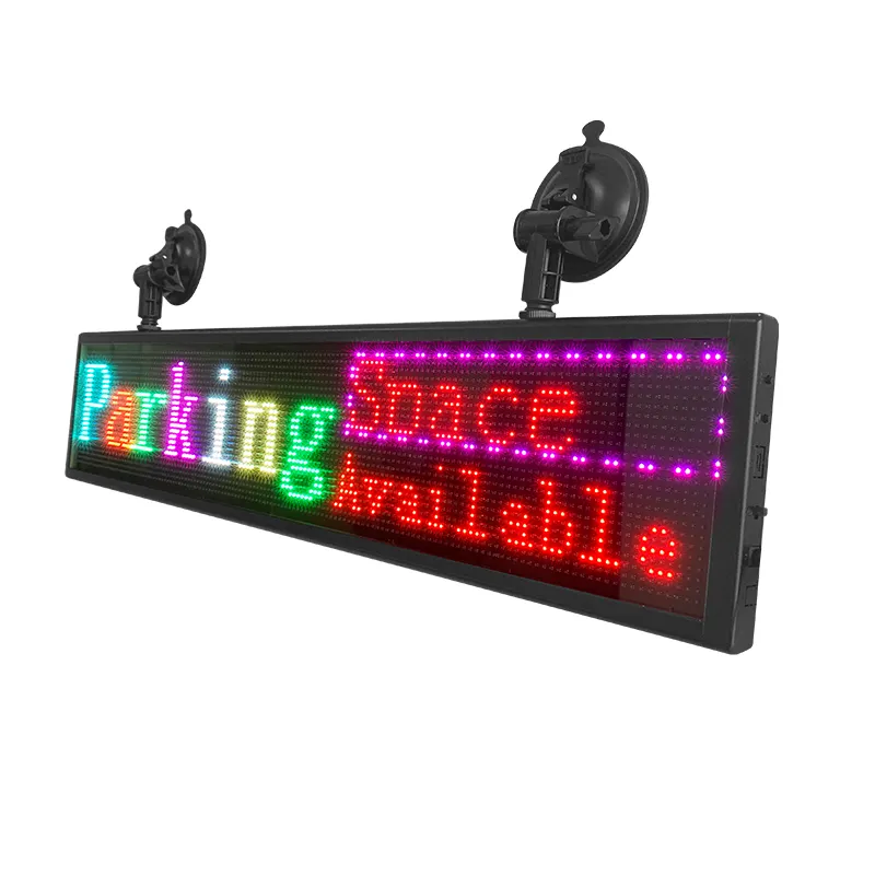 कस्टम ओपन-नेतृत्व वाली विज्ञापन स्क्रॉलिंग संदेश स्क्रीन डिस्प्ले पूर्ण रंग रियर विंडो वाली कार डिस्प्ले