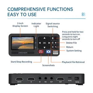 Unisheen Factoryミニサイズスタンドアロン内視鏡切り替え可能VGADVI HDMI YPbPrRCAカメラ4KキャプチャボックスVHSビデオレコーダー