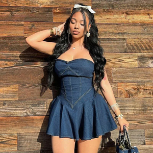 Vestido Nuevo de Verano, Estilo Bodycon, Línea A, <span class=keywords><strong>Sexy</strong></span>, Tipo Tubo, Imitación Vaquera, para <span class=keywords><strong>Mujer</strong></span>, a la Moda - Product Image 1