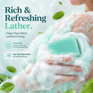 Jabón Corporal Refrescante Deportivo con Aceite Esencial de Menta y Árbol de Té para Hombres, Jabón en Barra Exfoliante de Sal Marina Antibacterial de Limpieza Profunda - Product Image 2