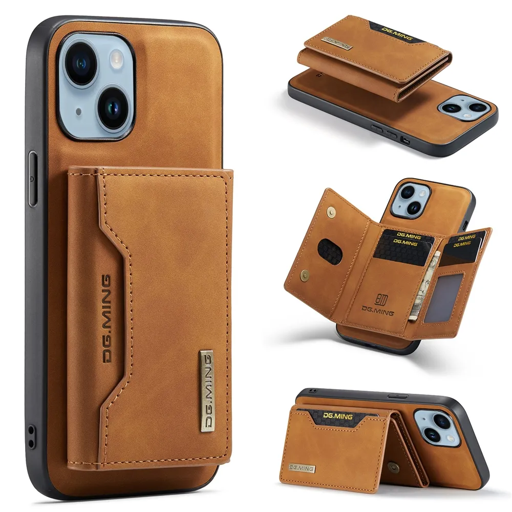 Magnetic Detachable Leather Wallet Phone Case For Iphone 14 Plus 13 Mini, Luxury Card Pocket Case For Iphone 15