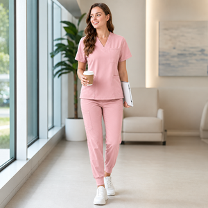 Tenue d'infirmière durable et extensible, haut et pantalon, 78 % polyester, 20 % rayonne, 2 % élasthanne, pour hôpital, clinique, vétérinaire. - Product Image 6