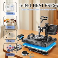 Machine de Presse à Chaud Combinée 5 en 1 Fabrication d'Usine avec Double Écran LCD pour Transfert T-shirt Tasse Assiette
