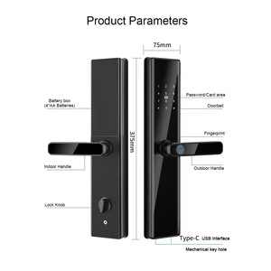 QLEUNG สมาร์ทล็อคประตู S819 สีดำ ปลดล็อคด้วยรหัสผ่านลายนิ้วมือ คีย์การ์ด พร้อมฟังก์ชั่น WiFi และระบบสัมผัสเดียว - Product Image 6