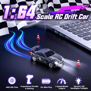 Auto RC Mini Drift EPT Scala 1/64 4WD ad Alta Velocità con Luci LED, 2.4GHz Proporzionale, 2 Velocità, per Adulti e Bambini - Product Image 3