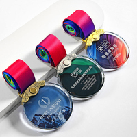 Médaille de sport en cristal MVP Champion Winner Finalist, personnalisable, gravée au laser, or, argent, bronze, avec finition UV, en stock