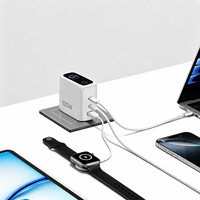 Chargeur mural LED GaN 100W ignifuge QC3.0 avec 2 ports Type-C et 1 port USB OTP/OVP pour ordinateur portable/iPad/écouteurs/téléphone portable/appareil photo