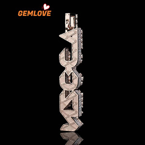 GEMLOVE Collier unisexe plaqué or rose avec pendentif lettre CROWN micro-pavé de zircon, style Hip Hop, pour soirée et mode - Product Image 3