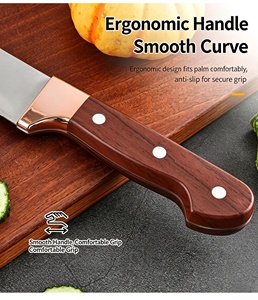 Juego de cuchillos para deshuesar al por mayor de fábrica, cuchillo de carnicero de acero inoxidable con mango con patrón de madera para procesamiento de carne, OEM ODM personalizado - Product Image 5