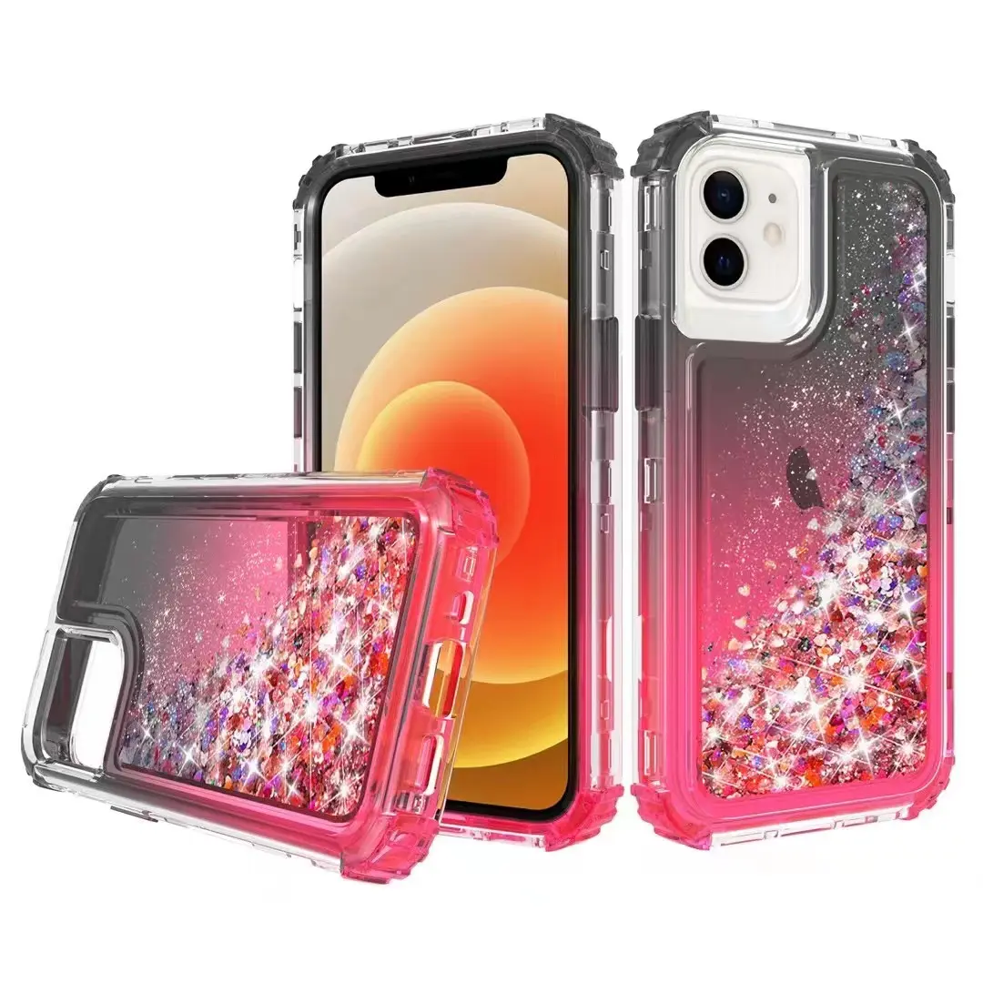 Capa com glitter líquido para iphone, capa de celular líquido com glitter compatível com iphone 11 pro max, rígido, colorido, brilhante com ícone para apple e ios