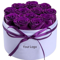Coffret Cadeau en Velours Naturel Véritable Rose d'Éternité Décor de Mariage Préservé pour Toujours Rose Éternelle Fleurs Naturelles Plantes Cadeaux Décoratifs