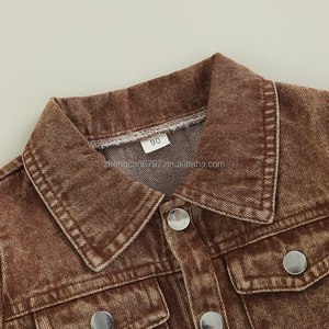 Vestes <span class=keywords><strong>en</strong></span> denim décontractées pour enfants, manteau avec poche et col à revers à manches longues, vêtements d'automne unisexes pour bébés - Product Image 2