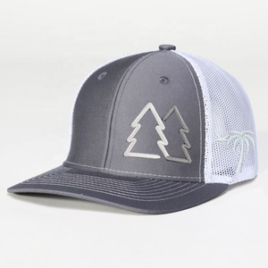 Vente en gros de casquettes de camionneur personnalisées de haute qualité à 6 panneaux, modèle de broderie 3D, gris chiné, style Richardson 112 maille - Product Image 1