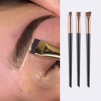 Pinceaux de maquillage professionnels pour eye-liner, fond de teint et anticernes, pinceau eye-liner plat à fibres synthétiques fines et manche en bois