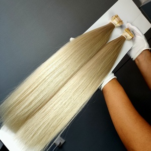 Dragonbeauty Factory - Cabello Humano 100% Remy, Color Claro # Extensiones de cabello humano rubio 613 con cinta adhesiva, trama invisible. - Product Image 3