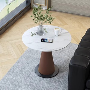 Mesa de Centro Moderna Minimalista de Lujo Ecológica de Piedra Sinterizada para Sala de Estar, con Aspecto de Mármol y Base de Metal - Product Image 4