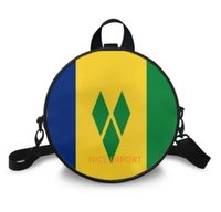 Tas Selempang Bendera Saint Kitts dan Nevis untuk Wanita, Tas Tangan Bulat PU dengan Resleting untuk Penggunaan Sehari-hari, Dompet, Tas Selempang Wanita Trendi