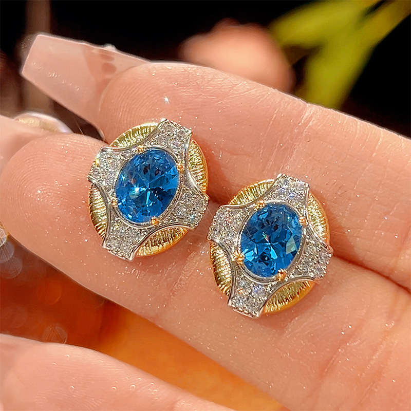 Pendientes de cristal puntiagudos azules