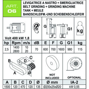 Lijadora de banda giratoria de 120x1500mm con muela abrasiva, 1,9 kW - Product Image 3