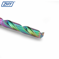 Foret hélicoïdal CNC ZHY en carbure de tungstène à 2 cannelures, queue droite, personnalisé 3-16 mm, avec revêtement DLC pour fraisage de l'aluminium