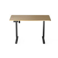 Bureau de bureau moderne ergonomique à hauteur réglable avec cadre en fer et plateau en bois, transition pratique assis-debout pour le bureau à domicile