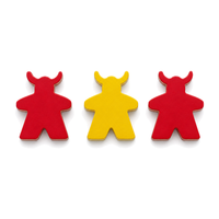 Pions de jeu de société personnalisés en bois de 1,8 cm en forme de taureau cornu, rouges et jaunes, jetons de joueur pour jeux de famille et cadeaux de fête