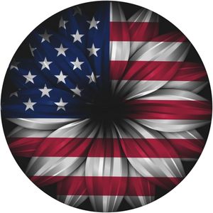 Nuevo estilo, mantel impermeable de girasol con bandera americana Vintage, borde elástico para interiores y exteriores, 45 "-50", materias primas de bambú medianas - Product Image 2