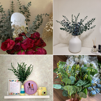 Enkele Eucalyptus Bladstengel Gesimuleerde Groene Plant Outdoor Diy Bloem Wanddecoratie Familie Verzamelen Kerst Kunstmatige