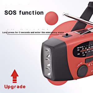 비상용 기상 라디오 SOS 태양광 발전 손잡이식 USB 인터페이스 내장 스피커 2000mAh 배터리 (야외용) - Product Image 5