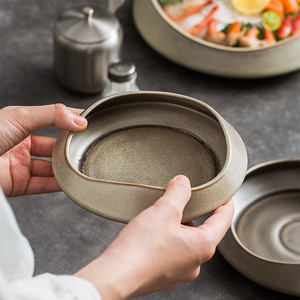 Ristorante di glassa reattiva piccola ciotola di ceramica irregolare piatto di Sashimi per Sushi grande piatto per insalata di porcellana - Product Image 6