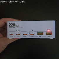 Pengisi Daya LED Ringkas Ringan 6 in 1 220w GaN Cerdas Multi Port untuk Perjalanan atau Rumah Tangga