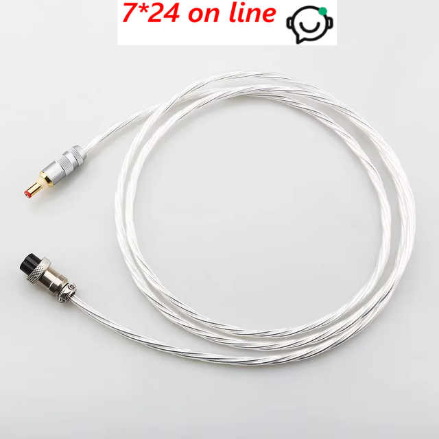 Hifi OCC Silver Plated DC Power Cable GX16-2 Pin to 25/21mm AC/DC Phono Amplifier/Linear Power Supply Output for DVD Player