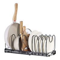 Support de rangement télescopique multi-couches réglable pour couvercles de casseroles, multifonctionnel, sans perçage, avec revêtement antidérapant en caoutchouc ondulé